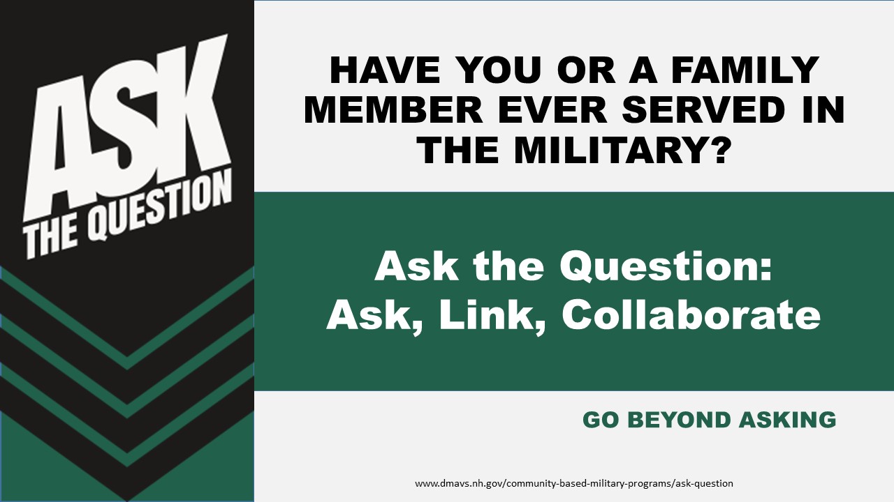Have you or a family member ever served in the military?  Ask the Question--ask, link, collaborate.  Go beyond asking.